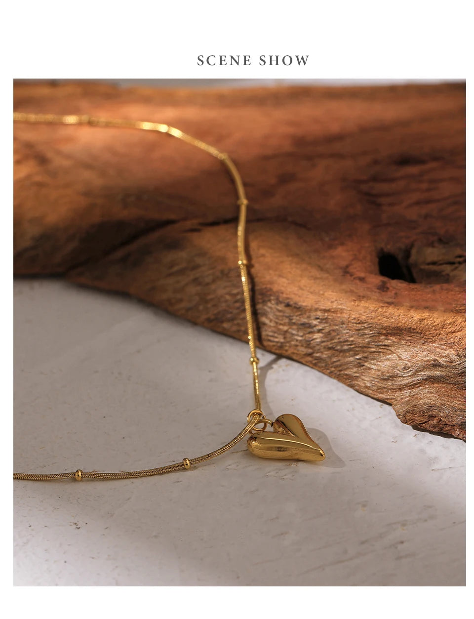 Yhpup Temperament Heart Pendant Chain Necklace for Women Stainless Steel Stylish Choker 18 K Jewelry Waterproof Party Gift