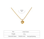 Yhpup Cute Heart Natural Shell Pendant Necklace 18 K Plated Stainless Steel Collar Necklace Gift Jewelry бижутерия для женщин