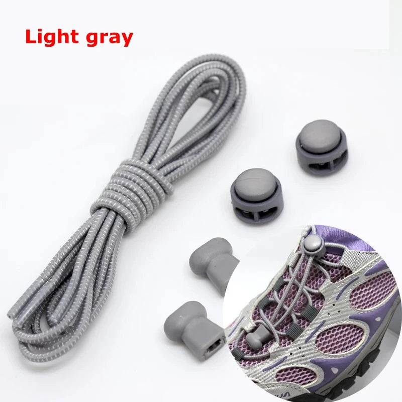 1 Pair 22 Colors Elastic Shoelaces Round Locking No Tie Shoe Laces Kids Adult Quick Lazy Laces Rubber Sneakers Shoelace T1