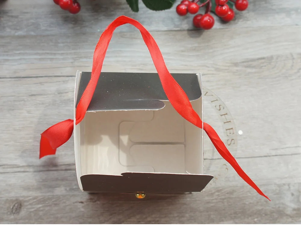 12pcs Christmas Paper Box with Window Handle Candy Box Soap Candle Cookie Candy Little Gift Packaging Party Favors Decor