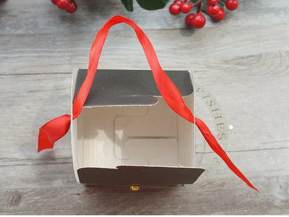 12pcs Christmas Paper Box with Window Handle Candy Box Soap Candle Cookie Candy Little Gift Packaging Party Favors Decor
