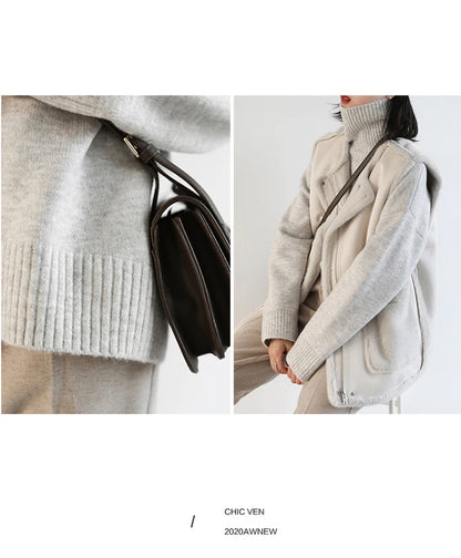 CHIC VEN Korean Women's Sweater Loose Turtleneck Sweaters Warm Solid Pullover Knitwear Basic Female Tops Autumn Winter 2022