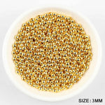 JHNBY Gold Plated Metal beads 2/3/4/5/6/8MM Round Iron Spacer Loose Beads For Jewelry Bracelets Necklace Making DIY Accessories