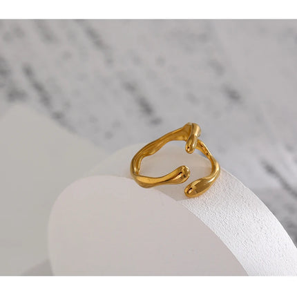 Yhpup 316L Stainless Steel Ring New Design Metalic 18 K PVD Plated Jewelry Trendy Opening Ring бижутерия для женщин Gift