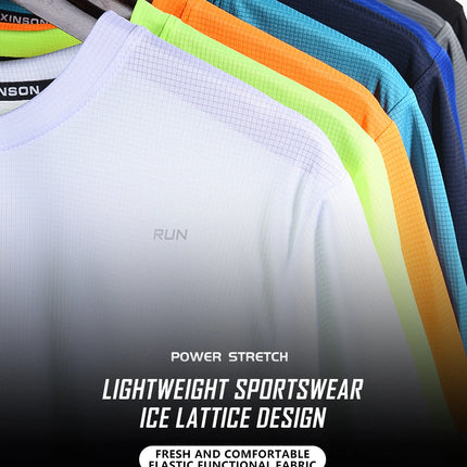 Summer Ice Silk Long Sleeve T-Shirt Men 2023 New Quick Dry Breathable Air Conditioning Outdoor Sun Protection Running Outer Wear
