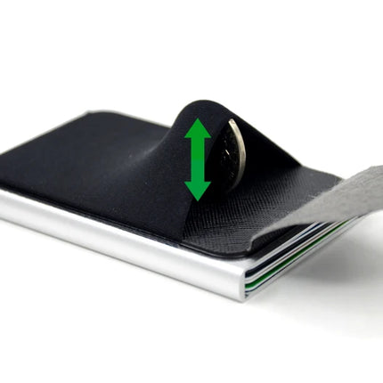 Slim Aluminum Card Wallet With Elasticity Back Pouch ID Credit Card Holder Mini RFID Wallet Automatic Pop up Bank Card Case