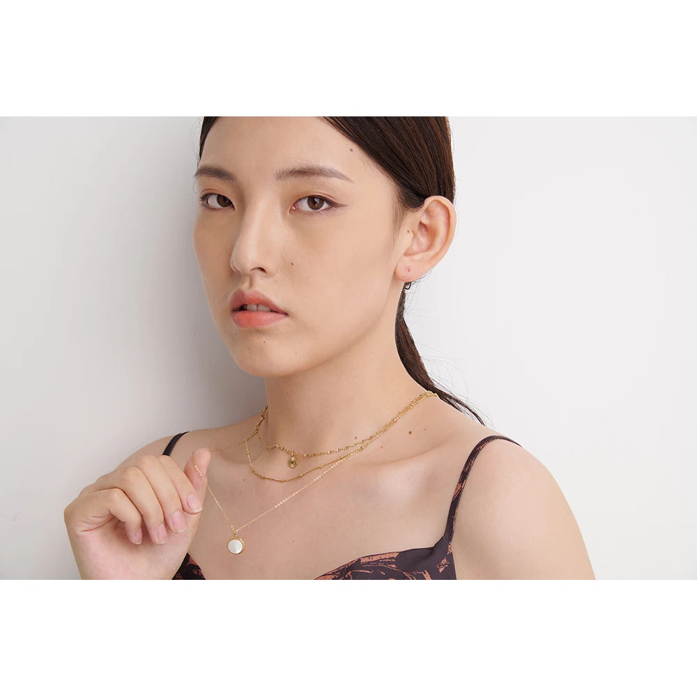 Yhpup Bohemian Round Pendant Stainless Steel Necklace Chain Exquisite Metal Texture Collar Women Necklace бижутерия Office Gift