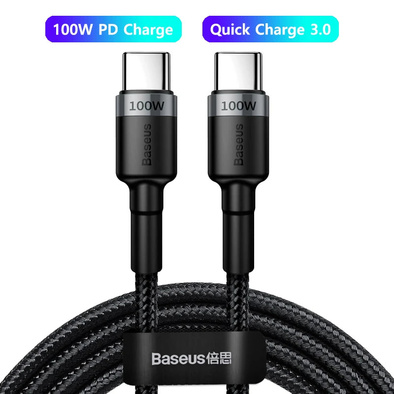 Baseus 100W USB C To USB Type C Cable For Macbook iPad 60W USBC PD Cord Quick Charge 4.0 Charger TypeC Cable For Xiaomi Samsung