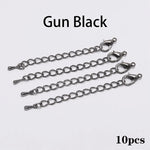 10pcs/lot 50 70mm Tone Extended Extension Tail Chain Lobster Clasps Connector For DIY Bracelet Necklace Jewelry Making Findings
