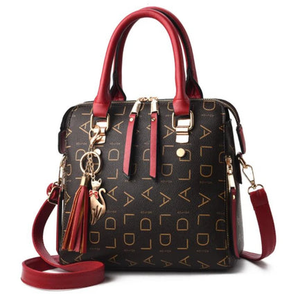 Fashion English Letter Handbag Women PU Leather Tassel Top-Handle Bag Luxury Shoulder Bag Large Capacity Lady Tote Design Purse