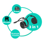Wireless Headphones Bluetooth MP3 Player Headsets FM Radio On-Ear Comfort TF Card Slot Sport Wireless Earphones with Microphones