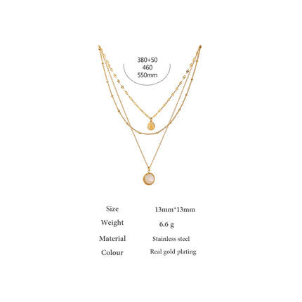 Yhpup Bohemian Round Pendant Stainless Steel Necklace Chain Exquisite Metal Texture Collar Women Necklace бижутерия Office Gift