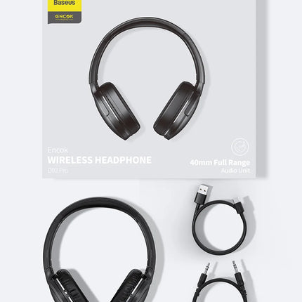 Baseus D02 Pro Wireless Bluetooth Headphones HIFI Stereo Earphones Foldable Sport Headset with Audio Cable foriPhone tablet
