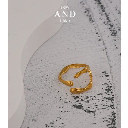 Yhpup 316L Stainless Steel Ring New Design Metalic 18 K PVD Plated Jewelry Trendy Opening Ring бижутерия для женщин Gift