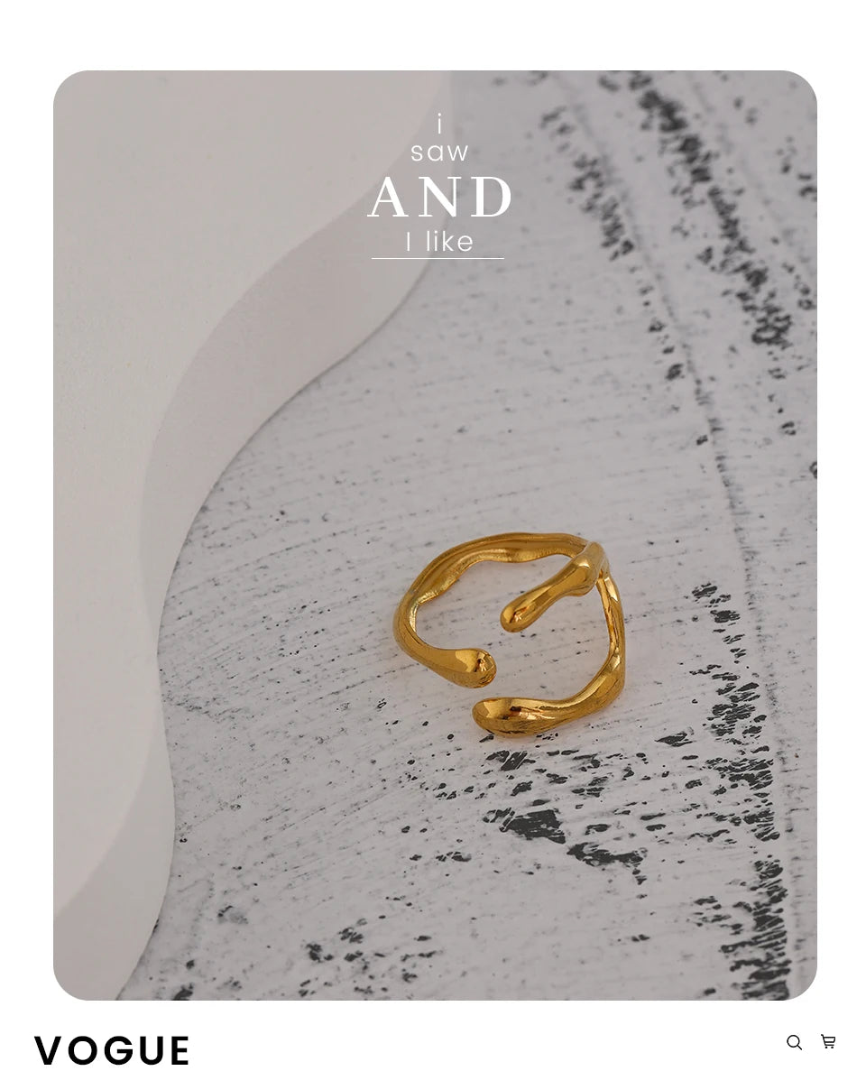 Yhpup 316L Stainless Steel Ring New Design Metalic 18 K PVD Plated Jewelry Trendy Opening Ring бижутерия для женщин Gift