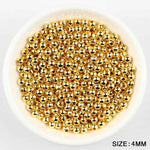 JHNBY Gold Plated Metal beads 2/3/4/5/6/8MM Round Iron Spacer Loose Beads For Jewelry Bracelets Necklace Making DIY Accessories