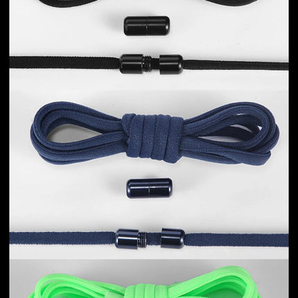 21 Colors No Tie Shoelaces Round Color Metal Lock Elastic Shoelace General For Children And Adults Sneakers Lazy Laces Unisex
