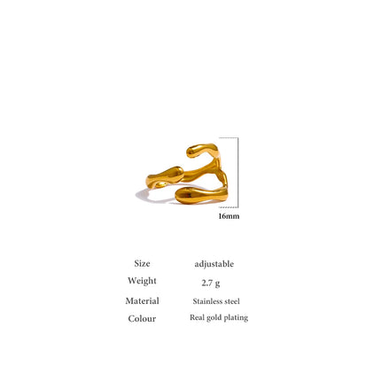 Yhpup 316L Stainless Steel Ring New Design Metalic 18 K PVD Plated Jewelry Trendy Opening Ring бижутерия для женщин Gift