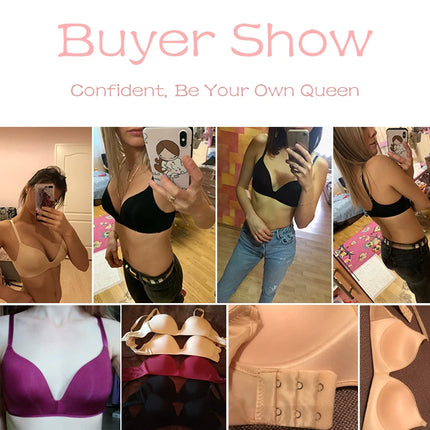 Seamless Bras for Women Push Up Bras No Wire Brassiere A B Cup Underwear Sexy Bralette Three Quarters(3/4 Cup)  Lingerie