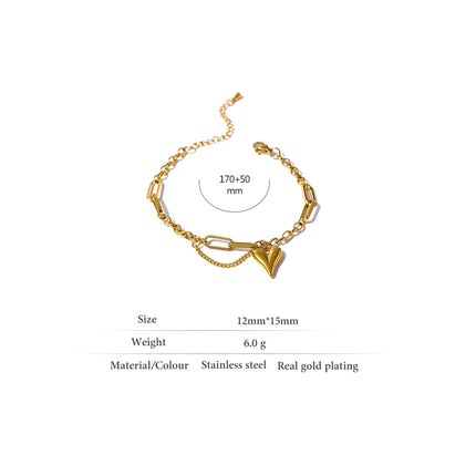 Yhpup Trendy Heart Double Layered Bracelet Stainless Steel Metal Texture Stylish Charm Jewelry браслеты женские Summer Gift