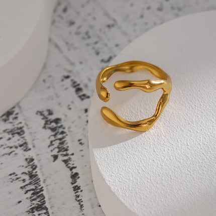 Yhpup 316L Stainless Steel Ring New Design Metalic 18 K PVD Plated Jewelry Trendy Opening Ring бижутерия для женщин Gift