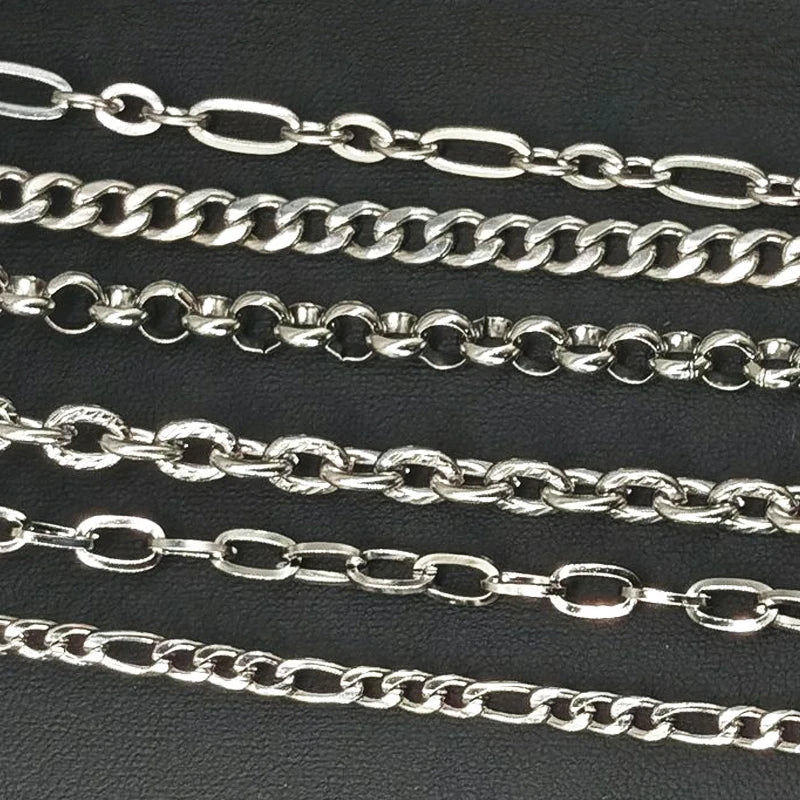 1meter Stainless Steel Necklace Chain for Jewelry Making DIY 1:3 NK Rolo Cable Link Curb Chains Thick Chain Bracelet Accessories