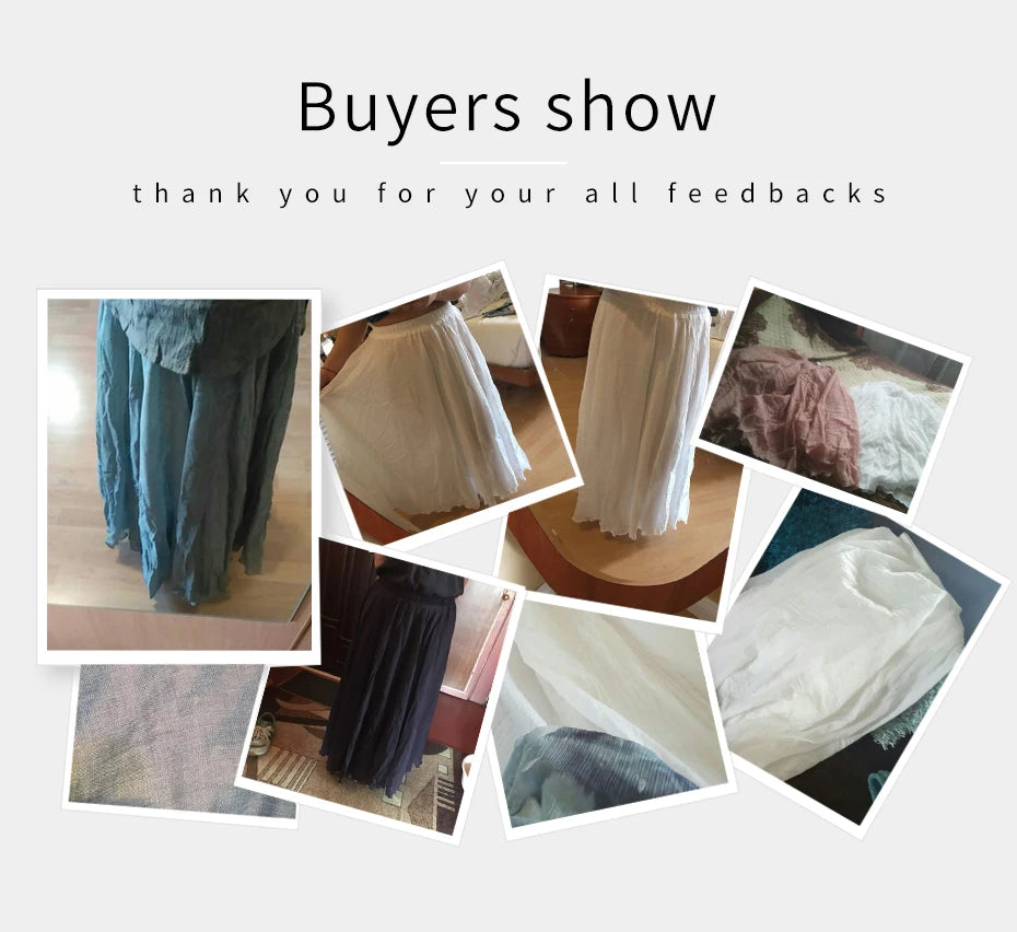 Women's Elegant High Waist Linen Maxi Skirt 2023 Summer Ladies Casual Elastic Waist 2 Layers Skirts saia feminina 20 Colors SK53
