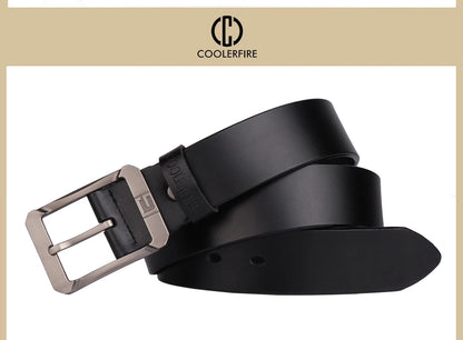 Coolerfire genuine leather belts for men brand male pin buckle jeans cowboy Mens Belt Luxury Designer High Quality Leather belt