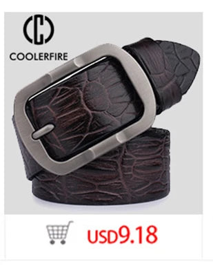 Coolerfire genuine leather belts for men brand male pin buckle jeans cowboy Mens Belt Luxury Designer High Quality Leather belt