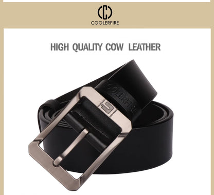 Coolerfire genuine leather belts for men brand male pin buckle jeans cowboy Mens Belt Luxury Designer High Quality Leather belt