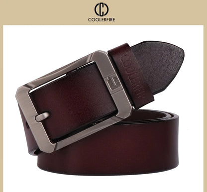 Coolerfire genuine leather belts for men brand male pin buckle jeans cowboy Mens Belt Luxury Designer High Quality Leather belt