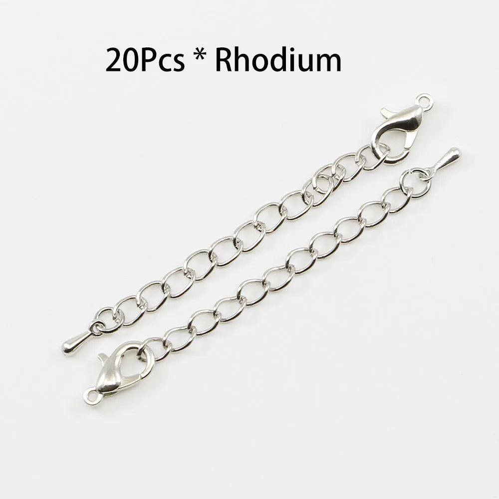 10pcs/lot 50 70mm Tone Extended Extension Tail Chain Lobster Clasps Connector For DIY Bracelet Necklace Jewelry Making Findings