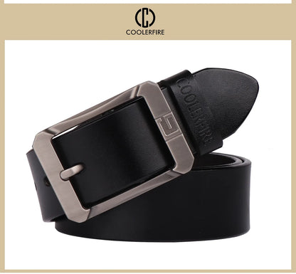 Coolerfire genuine leather belts for men brand male pin buckle jeans cowboy Mens Belt Luxury Designer High Quality Leather belt
