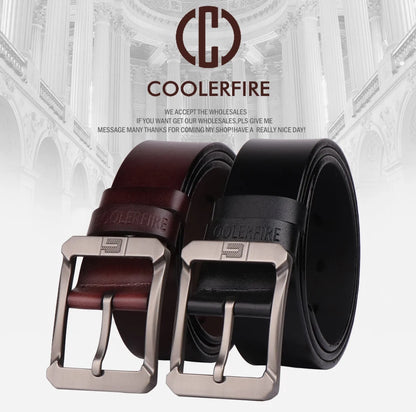 Coolerfire genuine leather belts for men brand male pin buckle jeans cowboy Mens Belt Luxury Designer High Quality Leather belt