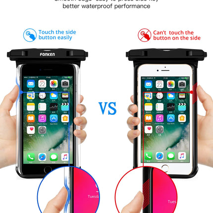 FONKEN Full View Waterproof Case for Phone Underwater Snow Rainforest Transparent Dry Bag Swimming Pouch Big Mobile Phone Covers