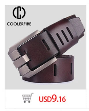 Coolerfire genuine leather belts for men brand male pin buckle jeans cowboy Mens Belt Luxury Designer High Quality Leather belt