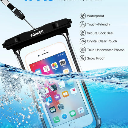 FONKEN Full View Waterproof Case for Phone Underwater Snow Rainforest Transparent Dry Bag Swimming Pouch Big Mobile Phone Covers
