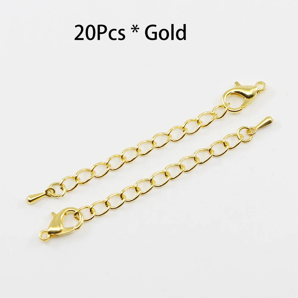 10pcs/lot 50 70mm Tone Extended Extension Tail Chain Lobster Clasps Connector For DIY Bracelet Necklace Jewelry Making Findings