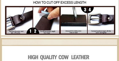 Coolerfire genuine leather belts for men brand male pin buckle jeans cowboy Mens Belt Luxury Designer High Quality Leather belt