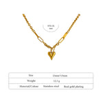 Yhpup Romantic Heart Pendant Necklace for Women High Quality Stainless Steel 18 K Metal Texture Choker Necklace Anniversary