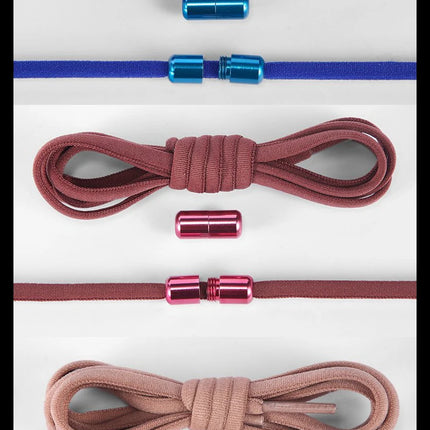 21 Colors No Tie Shoelaces Round Color Metal Lock Elastic Shoelace General For Children And Adults Sneakers Lazy Laces Unisex