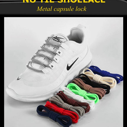 21 Colors No Tie Shoelaces Round Color Metal Lock Elastic Shoelace General For Children And Adults Sneakers Lazy Laces Unisex