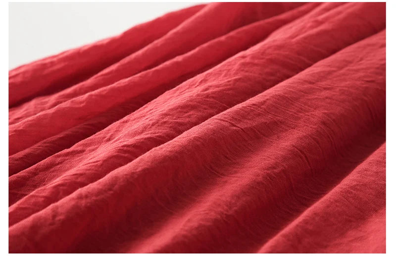 High Quality Cotton Linen Maxi Skirt Womens Casual Elastic High Waist Pleated A-Line Beach Skirts Boho Saia Feminina Faldas Jupe