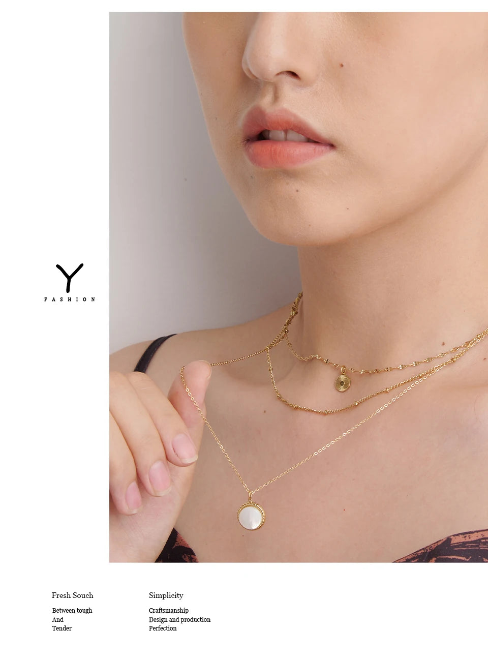 Yhpup Bohemian Round Pendant Stainless Steel Necklace Chain Exquisite Metal Texture Collar Women Necklace бижутерия Office Gift