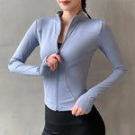 2024 Long Sleeve Sports Jacket Women Zip Fitness Yoga Shirt Winter Warm Gym Top Activewear Running Coats Workout Clothes Woman