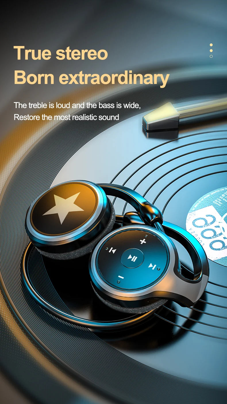 Wireless Headphones Bluetooth MP3 Player Headsets FM Radio On-Ear Comfort TF Card Slot Sport Wireless Earphones with Microphones