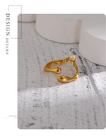 Yhpup 316L Stainless Steel Ring New Design Metalic 18 K PVD Plated Jewelry Trendy Opening Ring бижутерия для женщин Gift