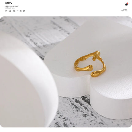 Yhpup 316L Stainless Steel Ring New Design Metalic 18 K PVD Plated Jewelry Trendy Opening Ring бижутерия для женщин Gift