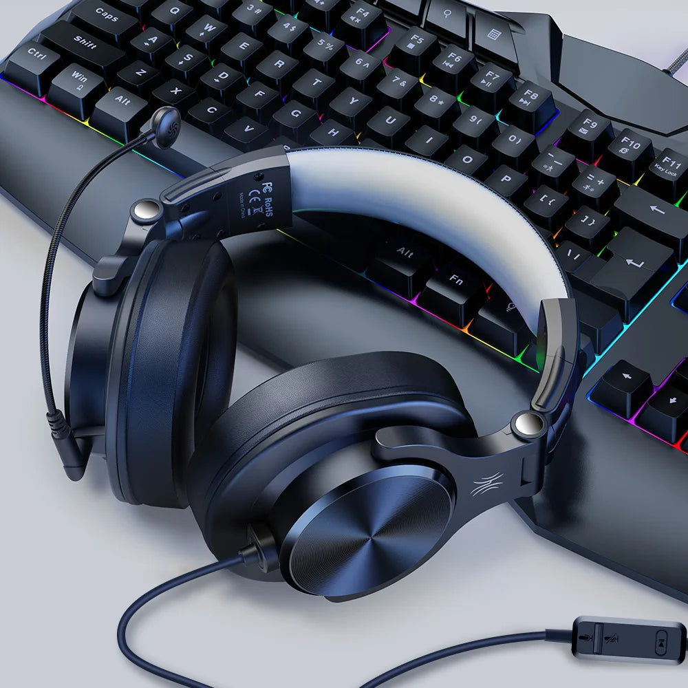 Oneodio Wired Gaming Headset Gamer 3.5mm Over-Ear Gaming Headphones With Detachable Microphone For PC Computer PS4 Xbox