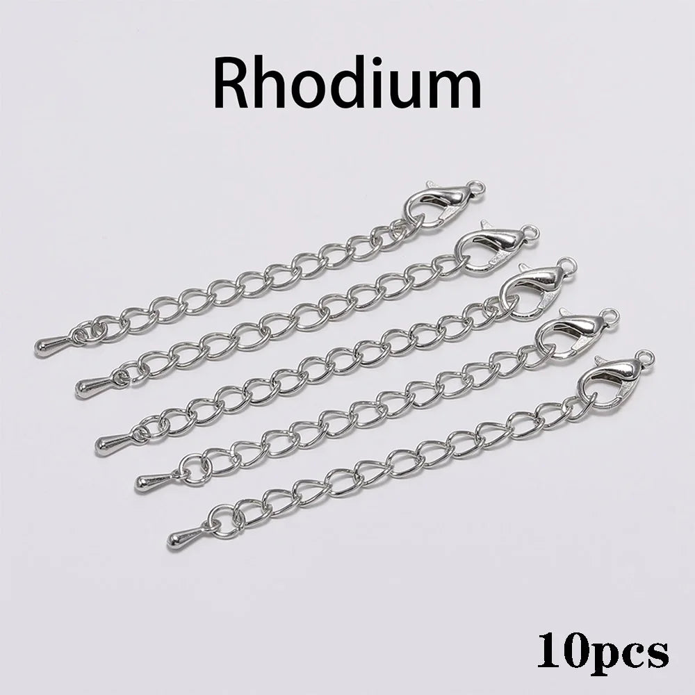 10pcs/lot 50 70mm Tone Extended Extension Tail Chain Lobster Clasps Connector For DIY Bracelet Necklace Jewelry Making Findings